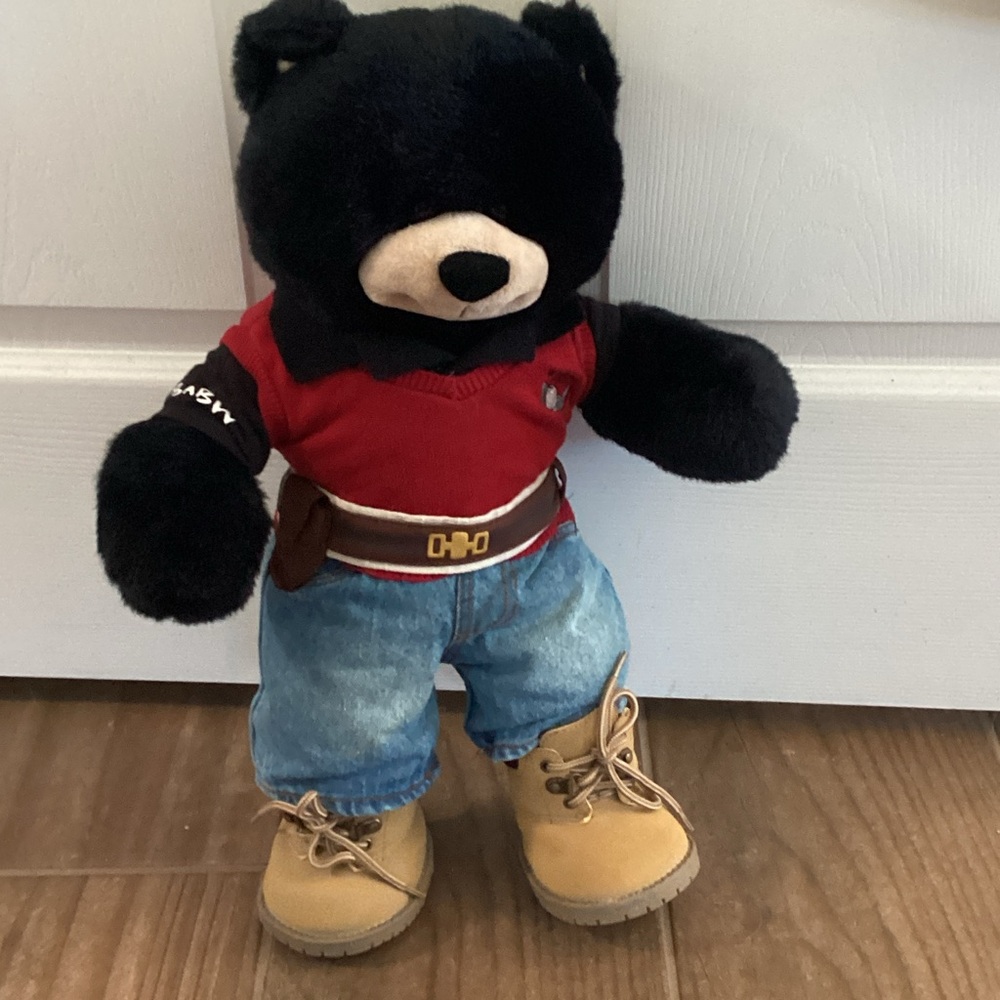 Build-A-Bear Black Plush Bear with Tan Snout and Paw Accents